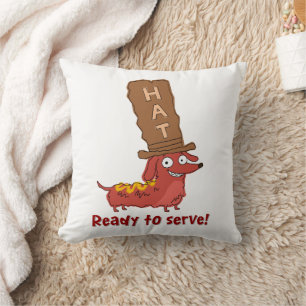 Dachshund Hot Dog Wortspiel Kissen