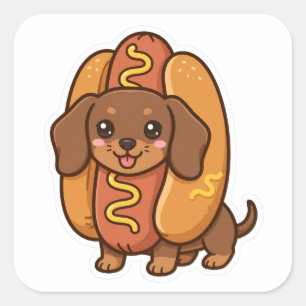 Dachshund Hotdog Kostüm Lustiger Hund Aufkleber