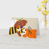 Dachshund Hummel mit Hundefutter Karte (Gelbe Blume)