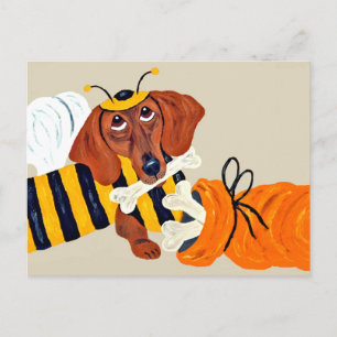 Dachshund Hummel mit Hundefutter Postkarte