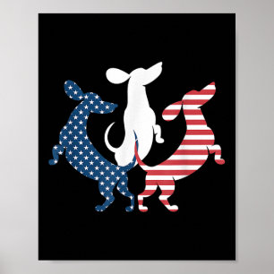 Dachshund Hund 4. Juli Amerikanisch Patriotisch Us Poster