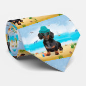 Dachshund Hund am Strand Krawatte (Gerollt)