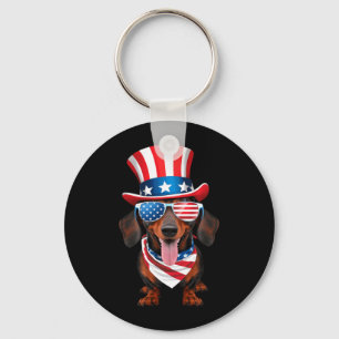 Dachshund Hund Amerikanische Flagge Gles Hut 4. Ju Schlüsselanhänger