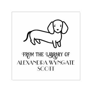 Dachshund Hund „Aus der Bibliothek von“ Name Buch Permastempel