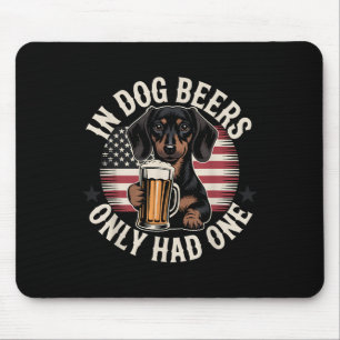 Dachshund-Hund-Biere-Amerikanische-Flagge-Lustiges Mousepad