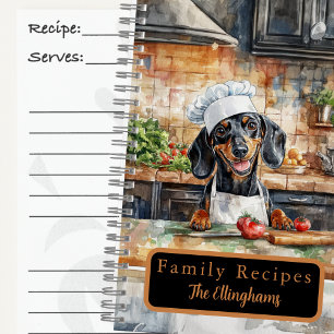 Dachshund-Hund-Chef-Spiral-Rezeptbuch Notizblock