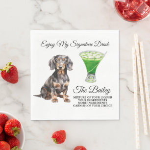 Dachshund-Hund-Foto-Hochzeitssignature-Getränk Serviette