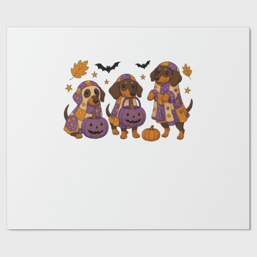 Dachshund Hund Geist Halloween Geschenkpapier (Flach)