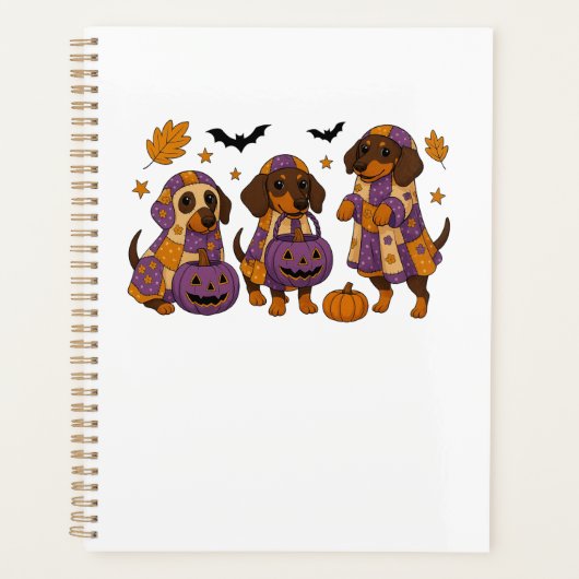 Dachshund Hund Geist Halloween Planer (Vorderseite)