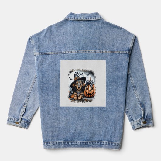 Dachshund Hund Halloween Jeansjacke (Rückseite)
