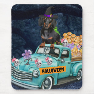Dachshund Hund Halloween LKW Gruselige Nacht Mousepad