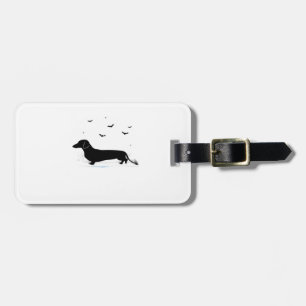Dachshund Hund � Halloween Mond Silhouette Klassik Gepäckanhänger