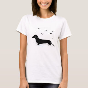 Dachshund Hund � Halloween Mond Silhouette Klassik T-Shirt