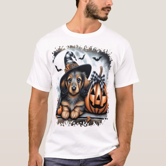 Dachshund Hund Halloween T-Shirt (Vorderseite)
