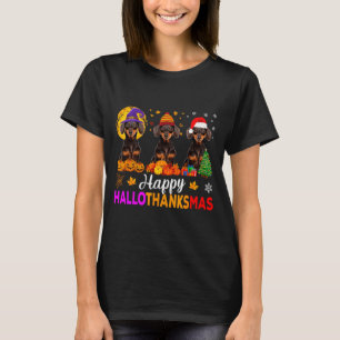 Dachshund Hund Halloween Weihnachten Hallothanksma T-Shirt
