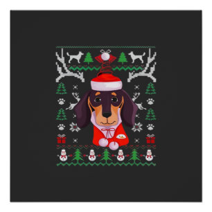 Dachshund Hund hässliches Weihnachtsklassiker T-Sh Poster