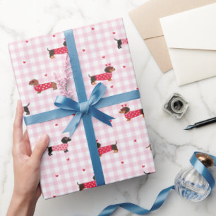 Dachshund-Hund Herz Valentinstag  Geschenkpapier