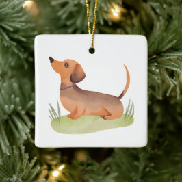Dachshund Hund | Hund Haustier Wasserfarbe Keramikornament