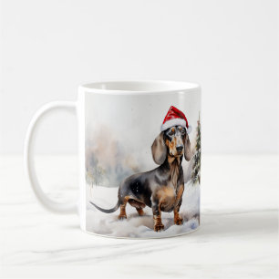 Dachshund Hund im Schnee Weihnachten Kaffeetasse