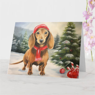Dachshund Hund im Schnee Weihnachten  Karte