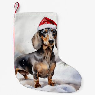 Dachshund Hund im Schnee Weihnachten Kleiner Weihnachtsstrumpf
