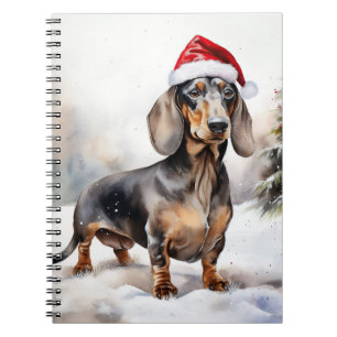 Dachshund Hund im Schnee Weihnachten Notizblock