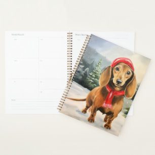 Dachshund Hund im Schnee Weihnachten  Planer