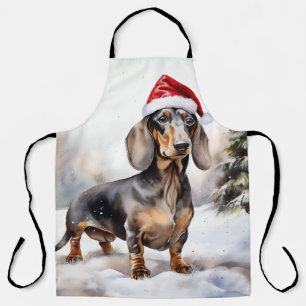 Dachshund Hund im Schnee Weihnachten Schürze