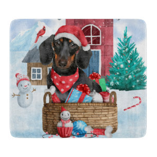 Dachshund Hund im Schnee Weihnachts Hund Haus Schneidebrett