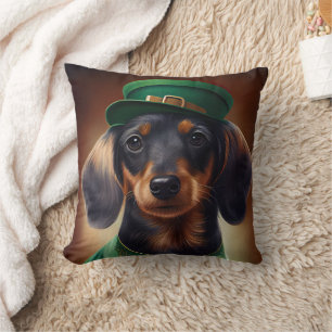 Dachshund Hund im St. Patrick's Day Kleid Kissen