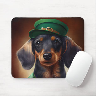 Dachshund Hund im St. Patrick's Day Kleid Mousepad