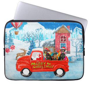 Dachshund-Hund im Weihnachtslieferwagen Schnee Laptopschutzhülle