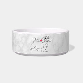 Dachshund-Hund-Linienkunst und Herz mit Namen Napf