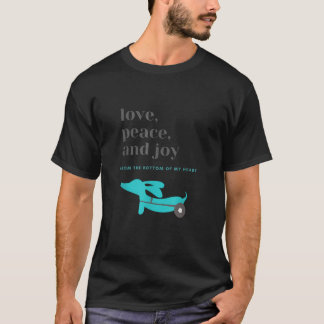 Dachshund Hund Mama Papa Weihnachten Liebe Frieden T-Shirt