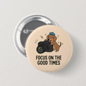 Dachshund-Hund mit Kamera Spielerei Illustration Button (Vorne & Hinten)
