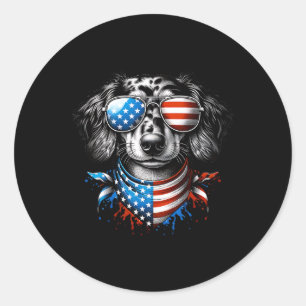 Dachshund Hund Patriotisch 4. Juli Amerikanisch Us Runder Aufkleber