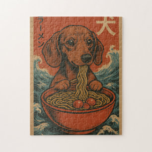 Dachshund-Hund-Ramen-Vintage-Japanische-Kunst-Puzz Puzzle