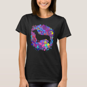 Dachshund Hund Rosa Wasserfarbe-Splatter-Kunst Lie T-Shirt