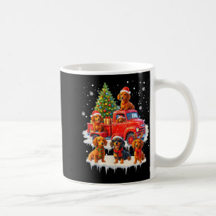 Dachshund Hund roter LKW Weihnachtsbaum Santa häss Kaffeetasse