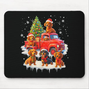 Dachshund Hund roter LKW Weihnachtsbaum Santa häss Mousepad