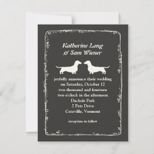 Dachshund-Hund-Silhouetten Hochzeitsankündigung Einladung