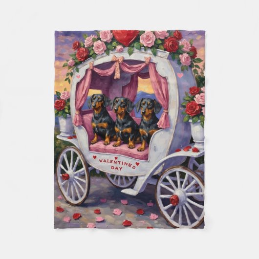 Dachshund Hund Valentinstag Fleecedecke (Vorderseite)