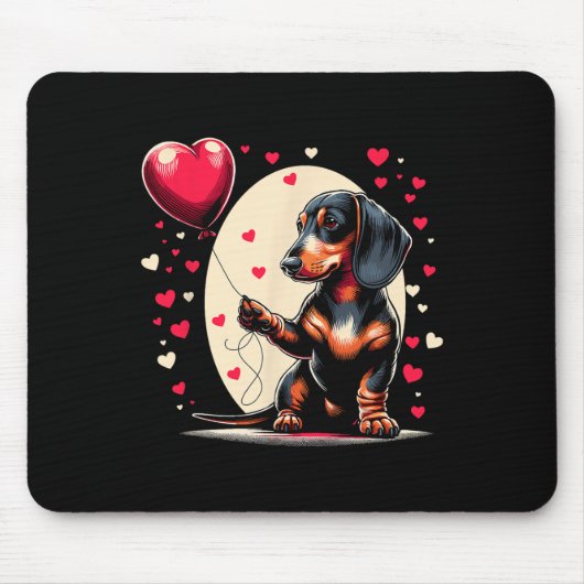 Dachshund Hund Valentinstag Hundebesitzer Valentin Mousepad (Vorne)