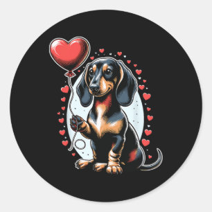 Dachshund Hund Valentinstag Hundebesitzer Valentin Runder Aufkleber