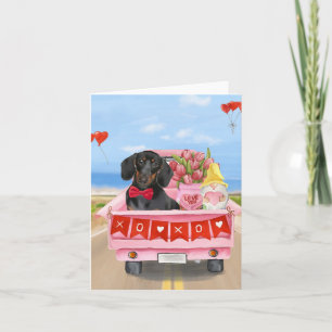Dachshund-Hund Valentinstag LKW Herzen Karte