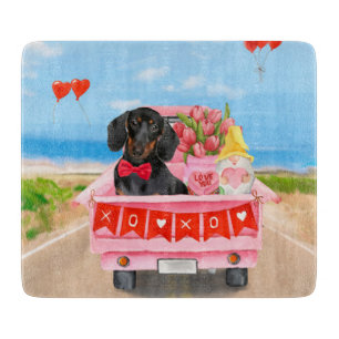 Dachshund Hund Valentinstag LKW Herzen Schneidebrett