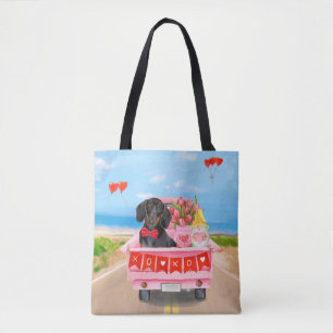 Dachshund Hund Valentinstag LKW Herzen Tasche