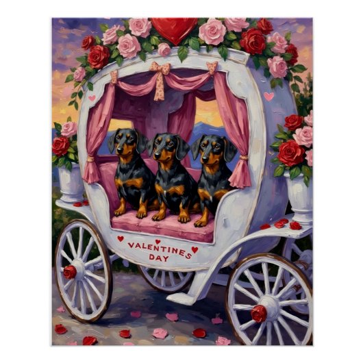 Dachshund Hund Valentinstag Poster (Vorderseite)