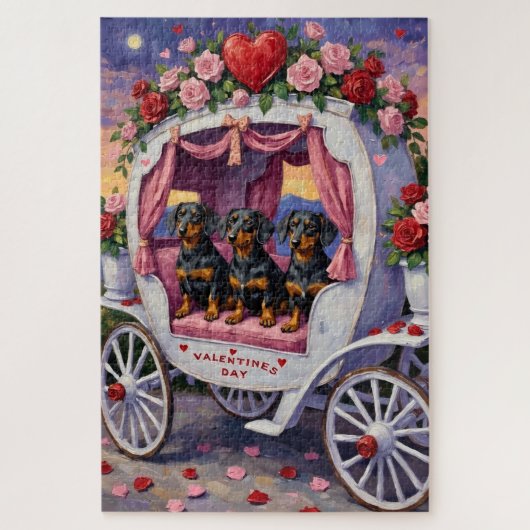 Dachshund Hund Valentinstag Puzzle (Vertikal)