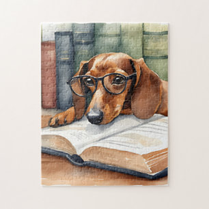Dachshund Hund Vintage Aquarell Puzzle